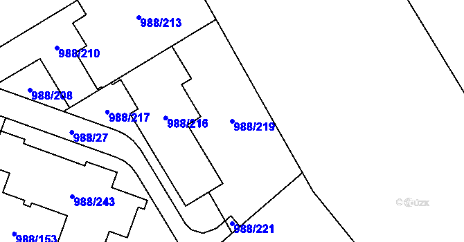 Parcela st. 988/219 v KÚ Soběšice, Katastrální mapa