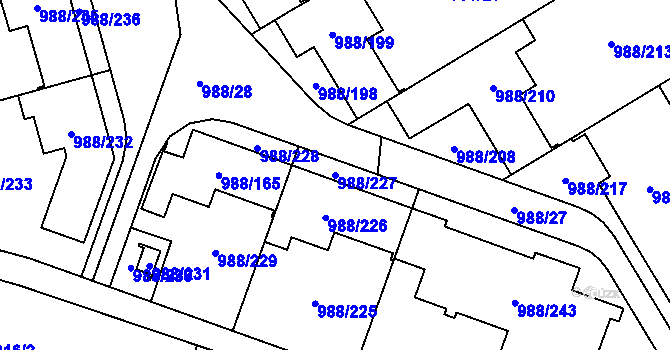 Parcela st. 988/227 v KÚ Soběšice, Katastrální mapa
