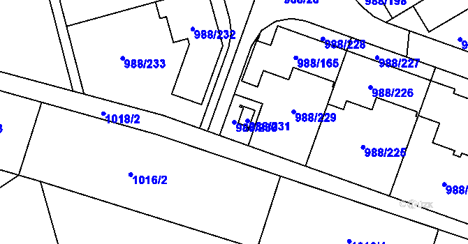Parcela st. 988/230 v KÚ Soběšice, Katastrální mapa