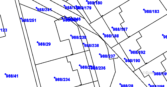 Parcela st. 988/238 v KÚ Soběšice, Katastrální mapa