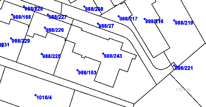 Parcela st. 988/243 v KÚ Soběšice, Katastrální mapa