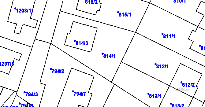 Parcela st. 814/1 v KÚ Soběšice, Katastrální mapa