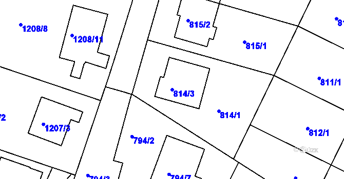 Parcela st. 814/3 v KÚ Soběšice, Katastrální mapa