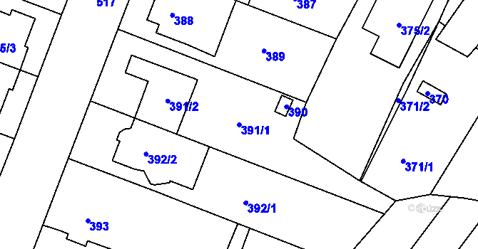 Parcela st. 391/1 v KÚ Soběšice, Katastrální mapa