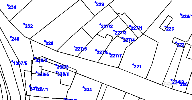 Parcela st. 227/5 v KÚ Soběšice, Katastrální mapa