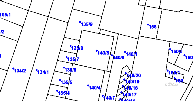 Parcela st. 140/5 v KÚ Soběšice, Katastrální mapa
