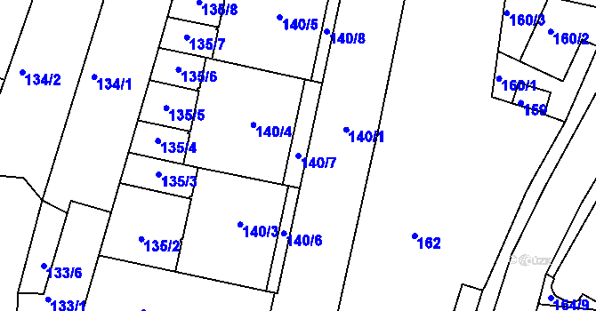Parcela st. 140/7 v KÚ Soběšice, Katastrální mapa