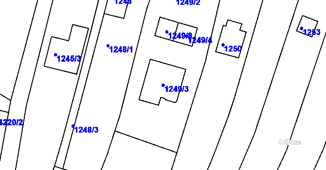 Parcela st. 1249/3 v KÚ Soběšice, Katastrální mapa