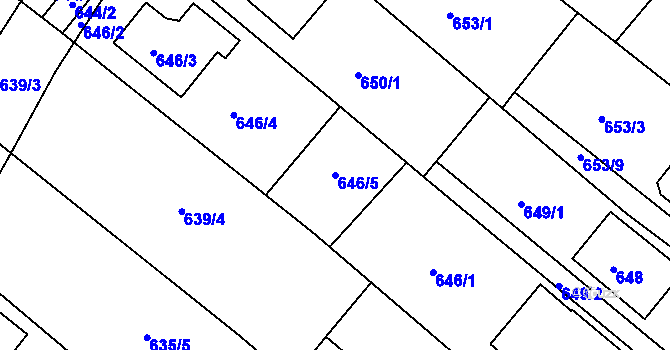 Parcela st. 646/5 v KÚ Soběšice, Katastrální mapa