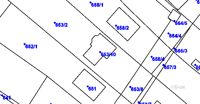 Parcela st. 653/10 v KÚ Soběšice, Katastrální mapa