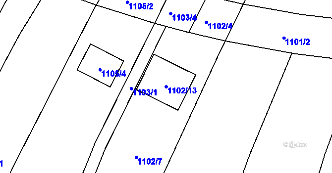 Parcela st. 1102/13 v KÚ Soběšice, Katastrální mapa
