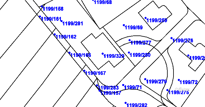 Parcela st. 1199/329 v KÚ Soběšice, Katastrální mapa