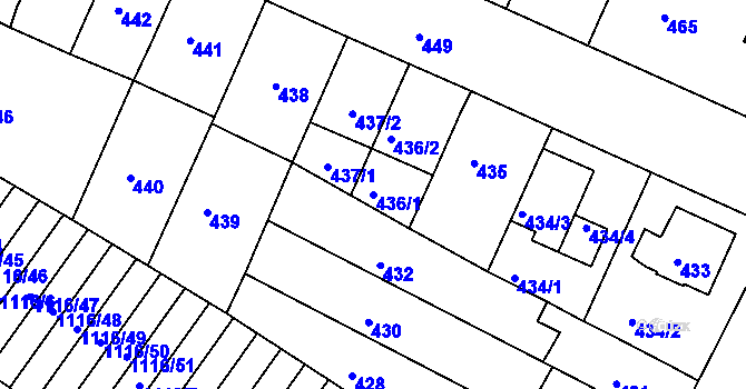 Parcela st. 436/1 v KÚ Soběšice, Katastrální mapa