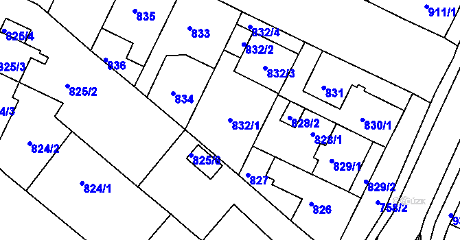 Parcela st. 832/1 v KÚ Soběšice, Katastrální mapa
