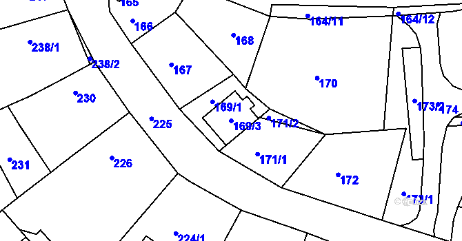 Parcela st. 169/3 v KÚ Soběšice, Katastrální mapa