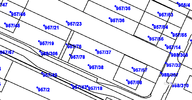 Parcela st. 957/37 v KÚ Soběšice, Katastrální mapa