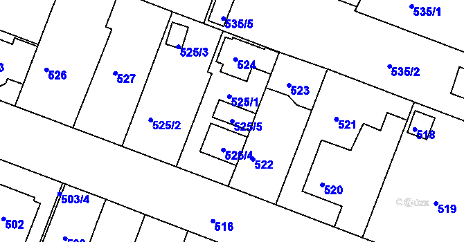 Parcela st. 525/5 v KÚ Soběšice, Katastrální mapa