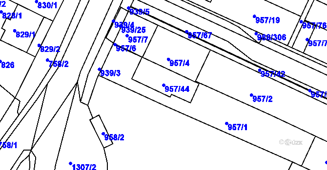 Parcela st. 957/44 v KÚ Soběšice, Katastrální mapa
