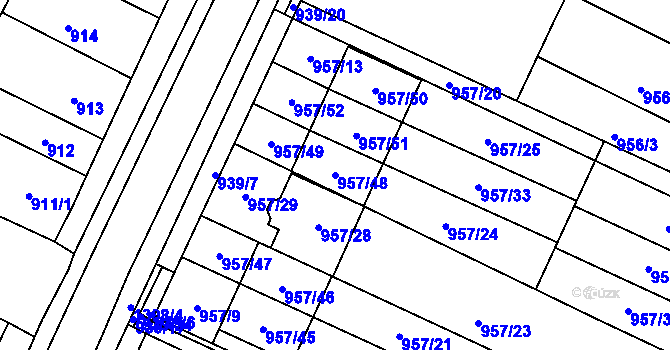 Parcela st. 957/48 v KÚ Soběšice, Katastrální mapa