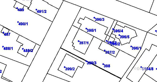 Parcela st. 397/1 v KÚ Soběšice, Katastrální mapa