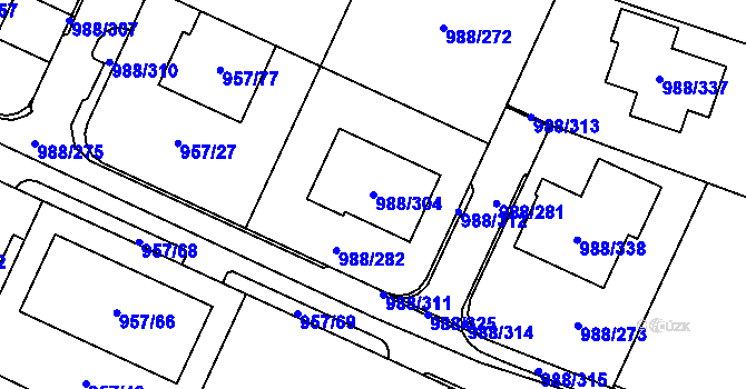Parcela st. 988/304 v KÚ Soběšice, Katastrální mapa