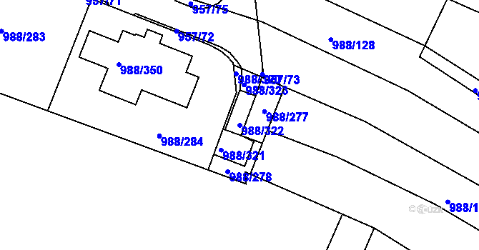 Parcela st. 988/322 v KÚ Soběšice, Katastrální mapa