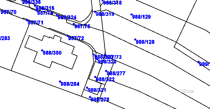 Parcela st. 957/73 v KÚ Soběšice, Katastrální mapa