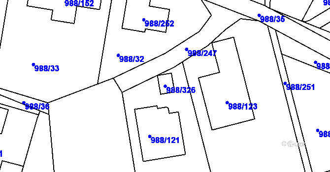 Parcela st. 988/326 v KÚ Soběšice, Katastrální mapa