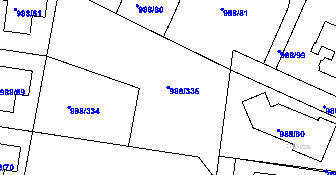 Parcela st. 988/335 v KÚ Soběšice, Katastrální mapa