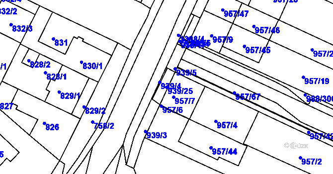 Parcela st. 939/25 v KÚ Soběšice, Katastrální mapa