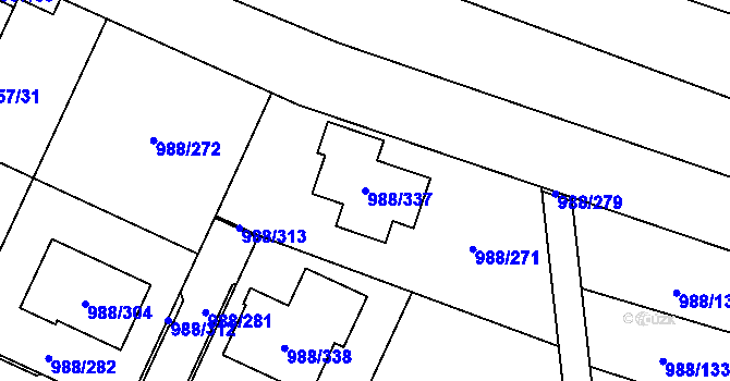 Parcela st. 988/337 v KÚ Soběšice, Katastrální mapa