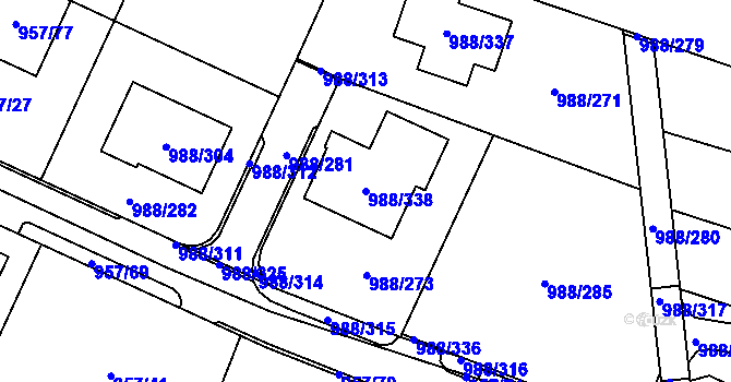 Parcela st. 988/338 v KÚ Soběšice, Katastrální mapa