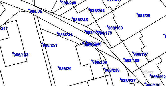 Parcela st. 988/345 v KÚ Soběšice, Katastrální mapa