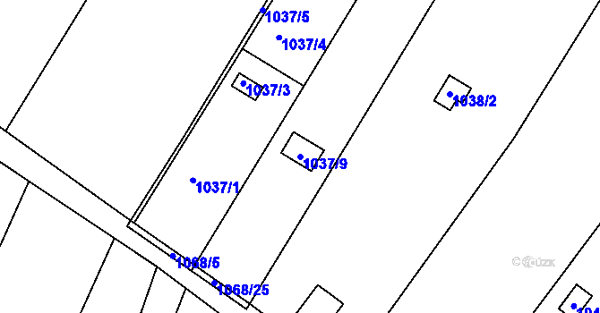 Parcela st. 1037/9 v KÚ Soběšice, Katastrální mapa