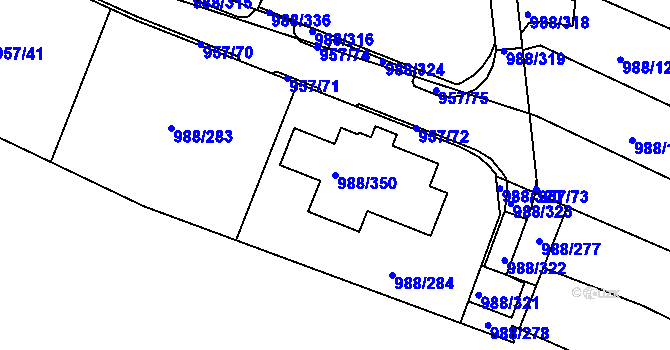 Parcela st. 988/350 v KÚ Soběšice, Katastrální mapa