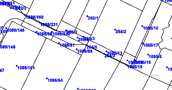 Parcela st. 255/5 v KÚ Soběšice, Katastrální mapa