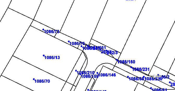 Parcela st. 1086/161 v KÚ Soběšice, Katastrální mapa