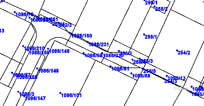 Parcela st. 1086/230 v KÚ Soběšice, Katastrální mapa