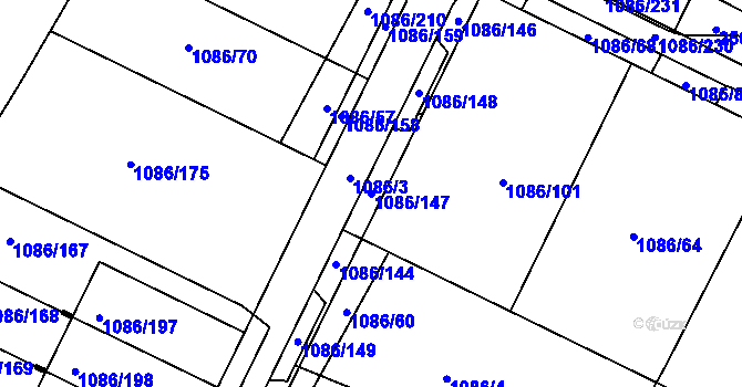 Parcela st. 1086/147 v KÚ Soběšice, Katastrální mapa