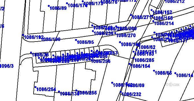 Parcela st. 1086/163 v KÚ Soběšice, Katastrální mapa