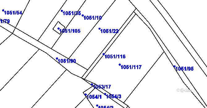 Parcela st. 1051/116 v KÚ Soběšice, Katastrální mapa