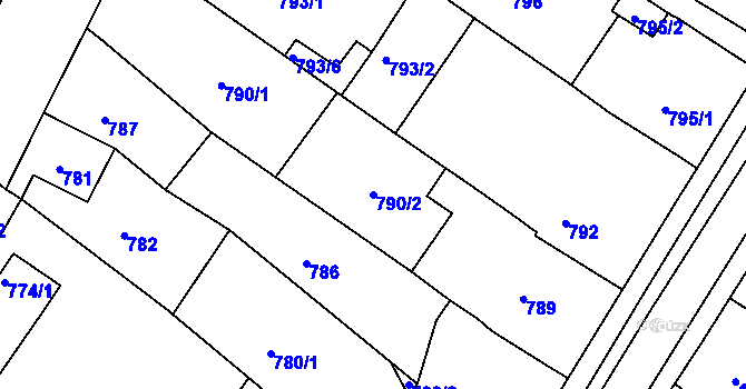 Parcela st. 790/2 v KÚ Soběšice, Katastrální mapa