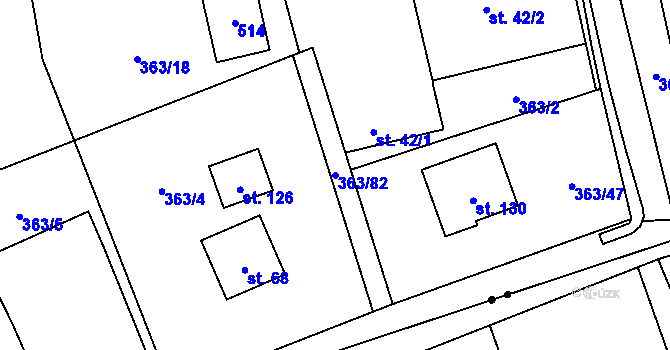 Parcela st. 363/82 v KÚ Pitrov, Katastrální mapa