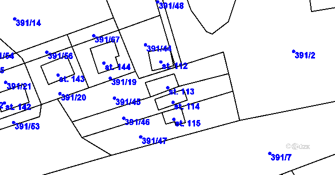 Parcela st. 113 v KÚ Pitrov, Katastrální mapa