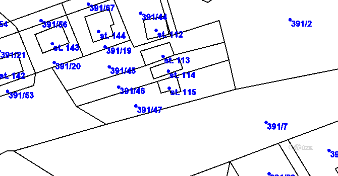 Parcela st. 115 v KÚ Pitrov, Katastrální mapa