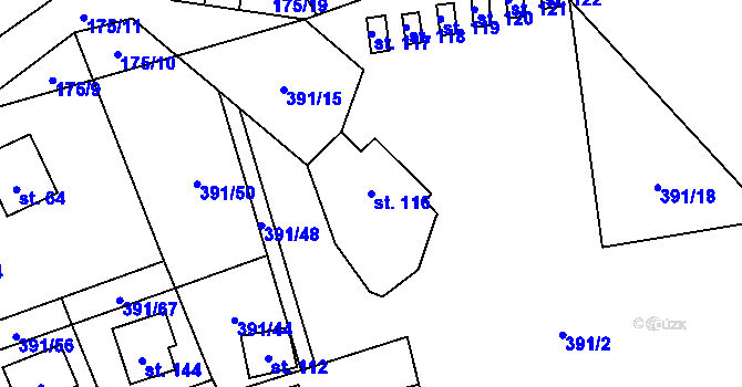 Parcela st. 116 v KÚ Pitrov, Katastrální mapa
