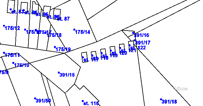 Parcela st. 119 v KÚ Pitrov, Katastrální mapa