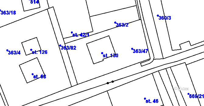 Parcela st. 130 v KÚ Pitrov, Katastrální mapa