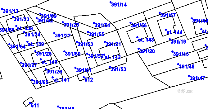 Parcela st. 142 v KÚ Pitrov, Katastrální mapa