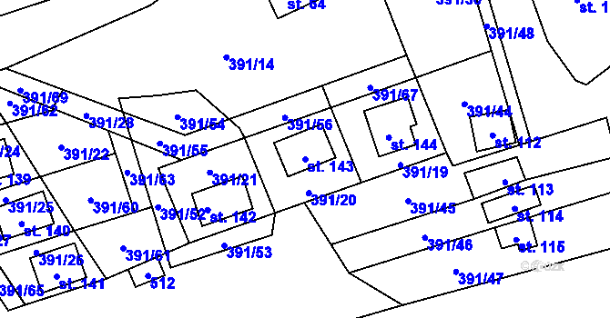 Parcela st. 143 v KÚ Pitrov, Katastrální mapa